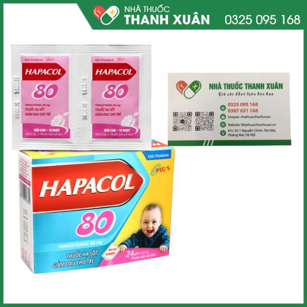 Bột sủi Hapacol 80 giảm đau, hạ sốt cho trẻ (24 gói x 1.5g)